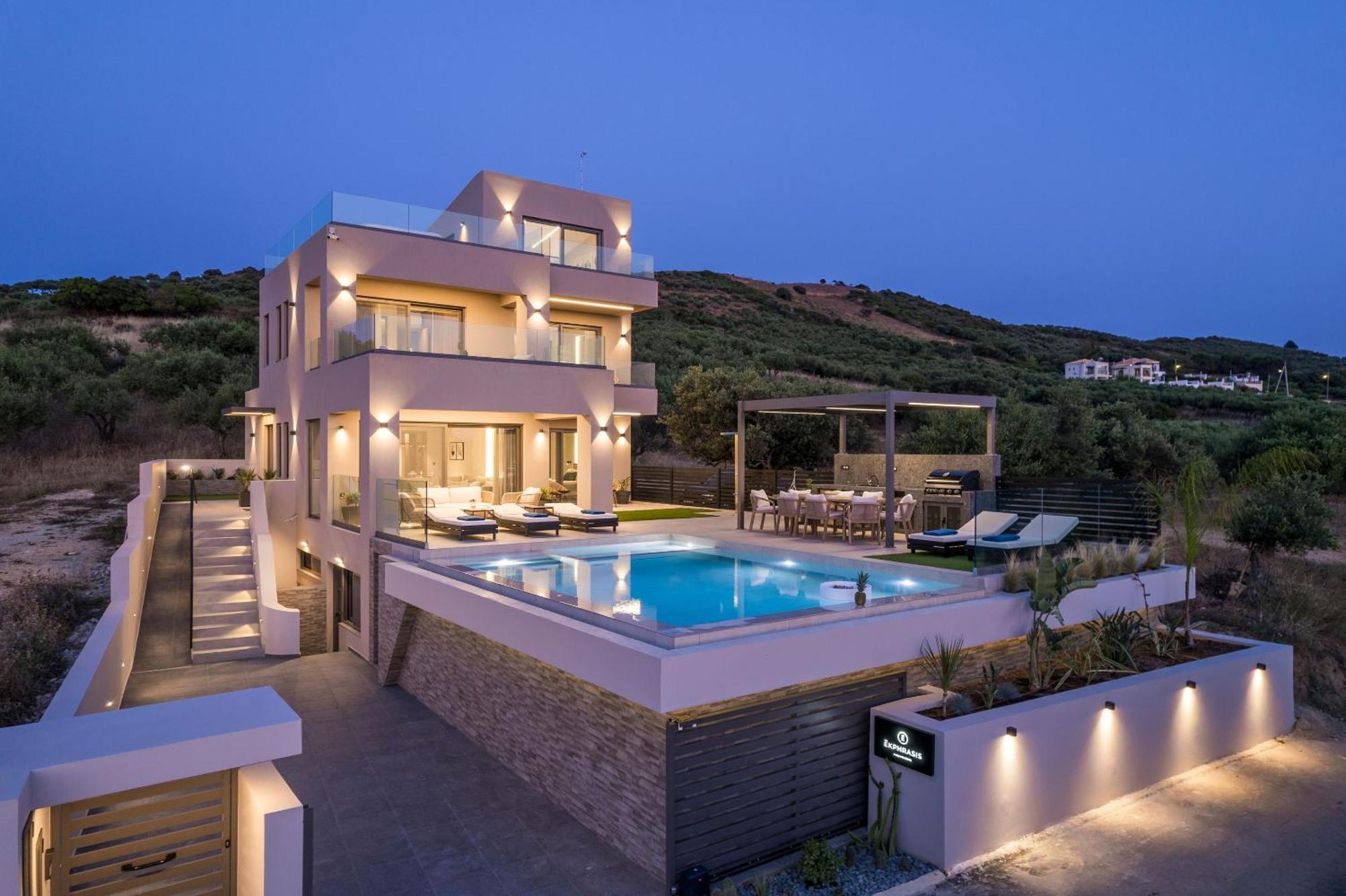 Villa Ekphrasis With Sea View And Jacuzzi Ravdhoukha Ngoại thất bức ảnh